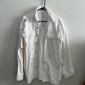 White denim Zara jacket with tears